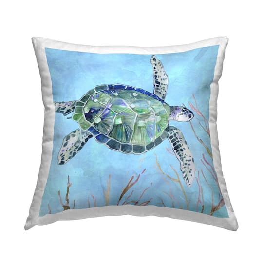 Stupell Industries Speckled Sea Tortoise Deep Sea Aquatic Animal Throw Pillow 18&#x22; x 18&#x22;
